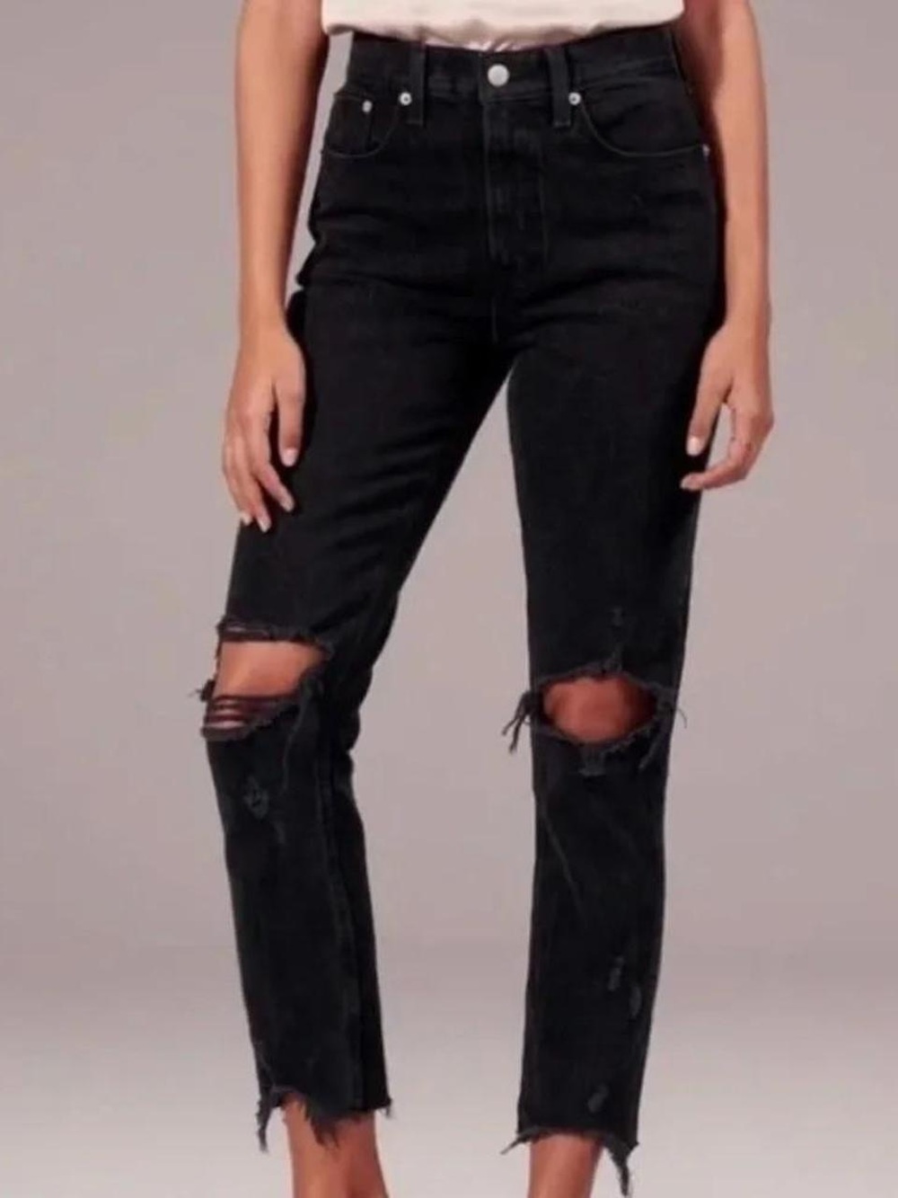 Women’s Abercrombie & Fitch The Mom High Rise Jeans | Black | 99% Cotton | 29/8R